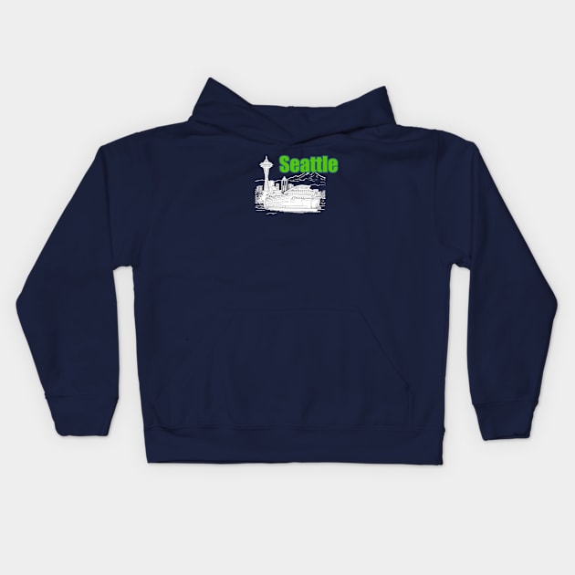 Seattle Washington Kids Hoodie by artsytee